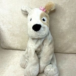 Vintage MERVYN'S Puppy Dog Plush Lovey Patched Eye Pink Scarf 10" Toy RARE